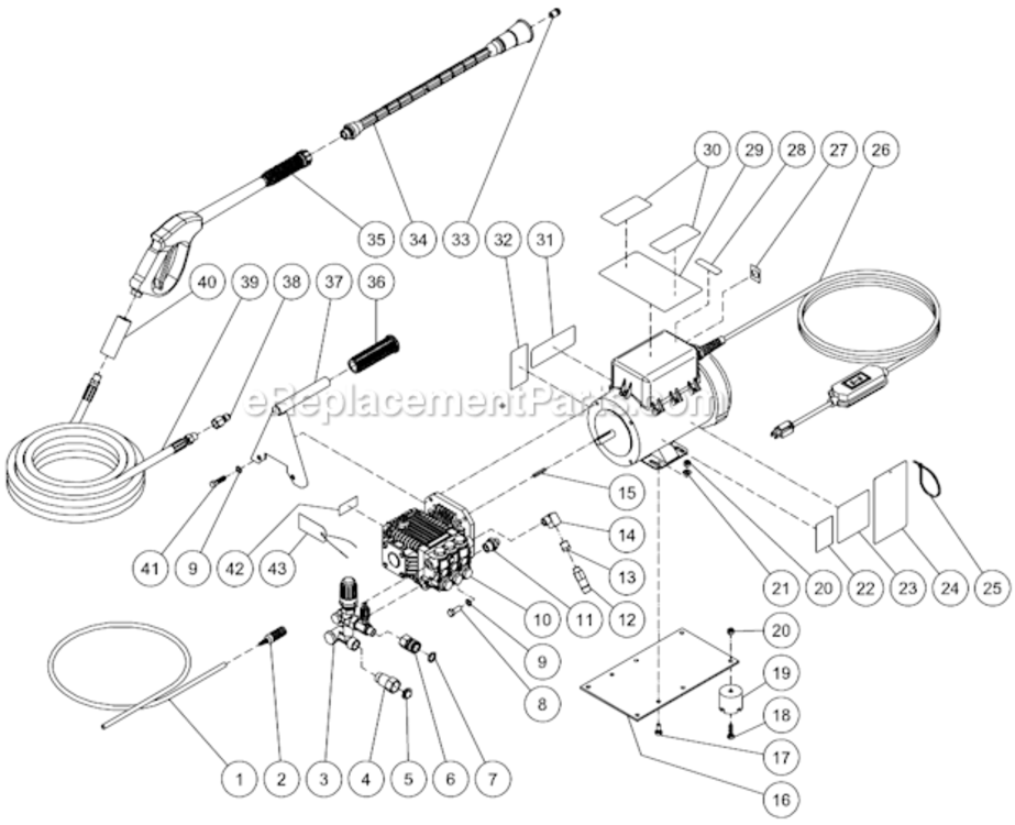 Frame Assembly Diagram and Parts List for CD-1502-2MUH  Mi-T-M Pressure Washer
