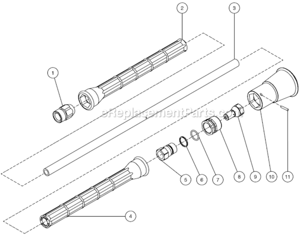 Lance Assembly Diagram and Parts List for CD-1502-2MUH  Mi-T-M Pressure Washer