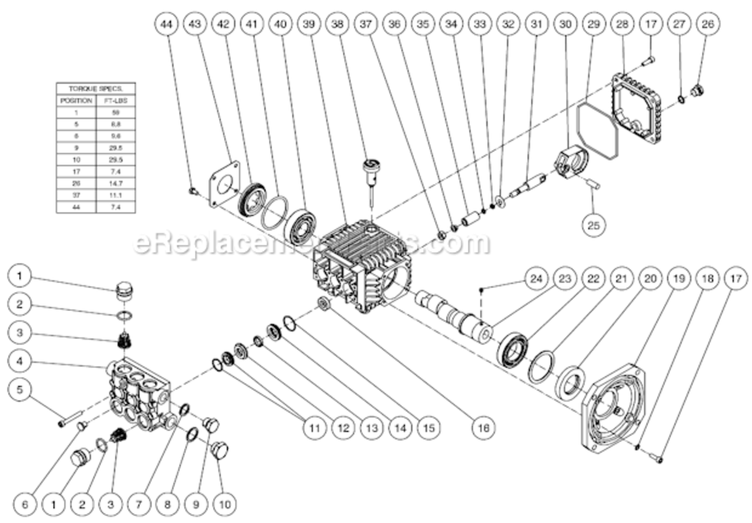 Pump Assembly Diagram and Parts List for CD-1502-2MUH  Mi-T-M Pressure Washer
