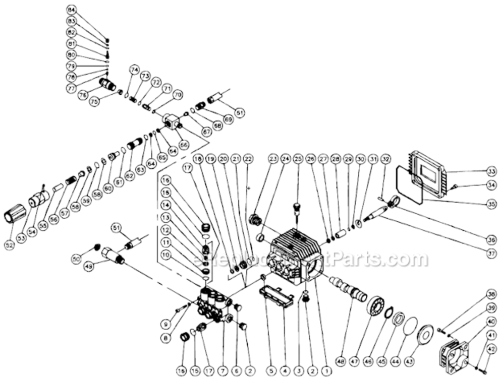 Old Pump Assembly Diagram and Parts List for CD-1504-0MVB  Mi-T-M Pressure Washer