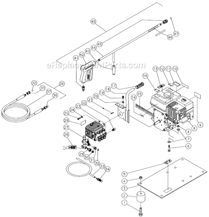 Frame Assembly Before S/N 10166027 Diagram and Parts List for CD-2003-0MHH  Mi-T-M Pressure Washer