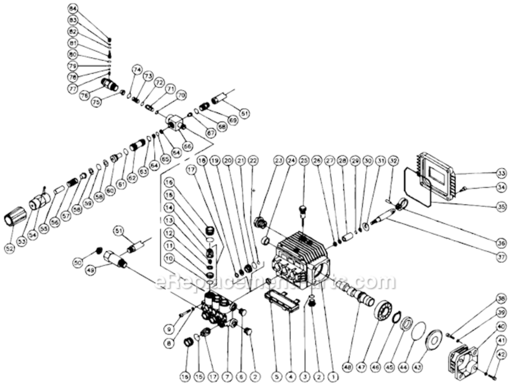 Old Pump Assembly Diagram and Parts List for CD-2003-0MVB  Mi-T-M Pressure Washer
