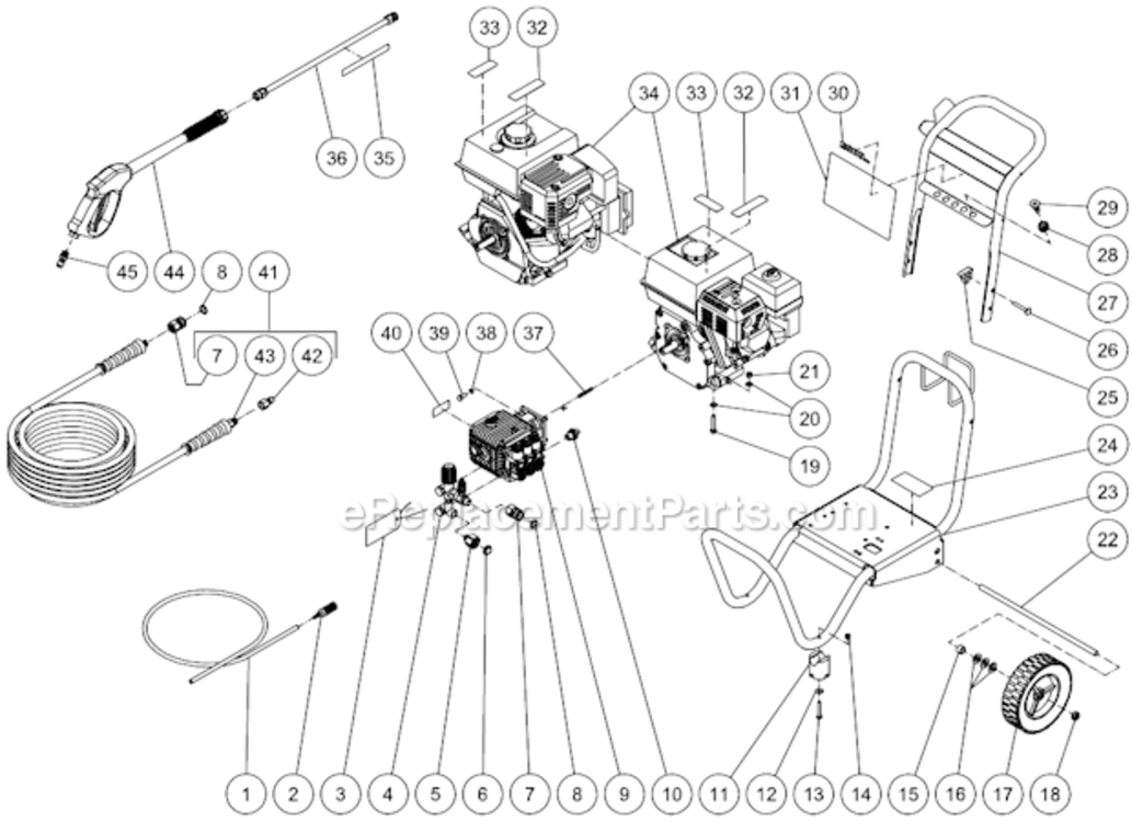 Page B Diagram and Parts List for CD-2003-2MVC  Mi-T-M Pressure Washer