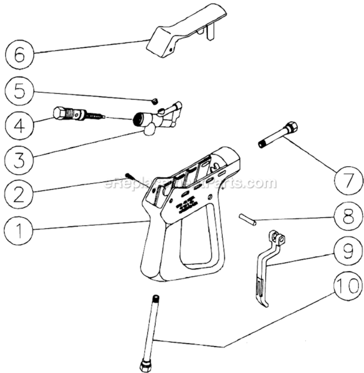 Gun Assembly Diagram and Parts List for CD-2804-0MHB  Mi-T-M Pressure Washer
