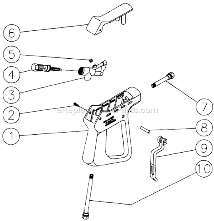 Gun Assembly Diagram and Parts List for CD-2804-0MVB  Mi-T-M Pressure Washer