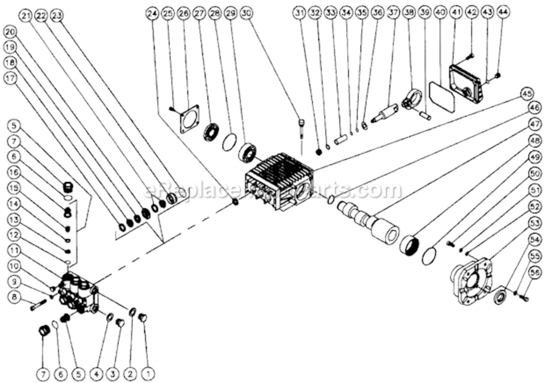 Pump Assembly Diagram and Parts List for CD-2804-0MVB  Mi-T-M Pressure Washer