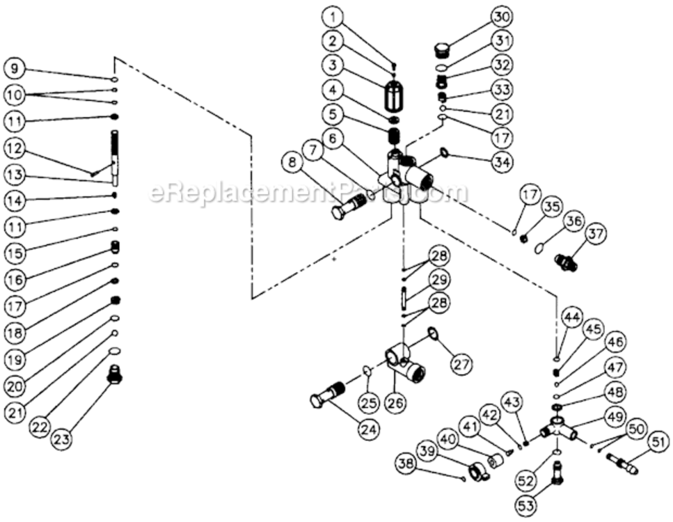 Unloader Assembly Diagram and Parts List for CD-3304-0MHB  Mi-T-M Pressure Washer