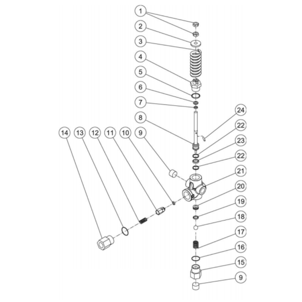 Unloader Diagram and Parts List for HS-4004-0MAV  Mi-T-M Pressure Washer