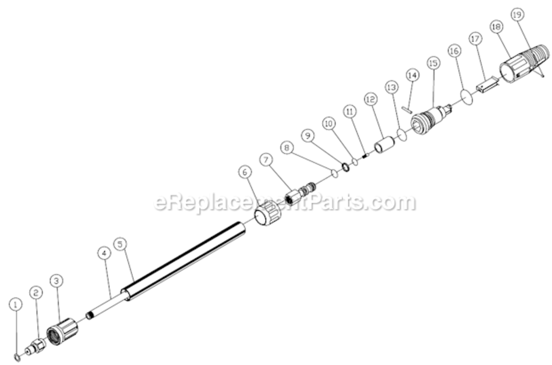 Lance Assembly Diagram and Parts List for CM-1250-C  Mi-T-M Pressure Washer