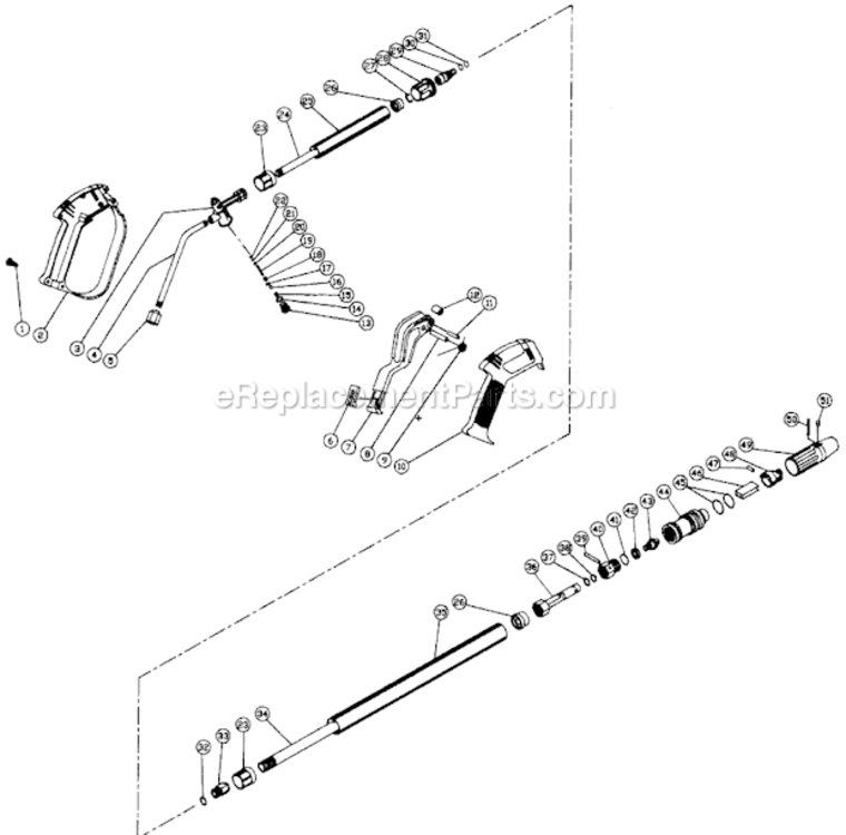 Gun And Wand Assembly Diagram and Parts List for CM-2203-0MHC  Mi-T-M Pressure Washer