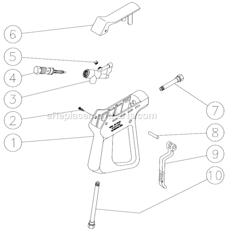 Gun Assembly Diagram and Parts List for CM-2703-0MHB  Mi-T-M Pressure Washer