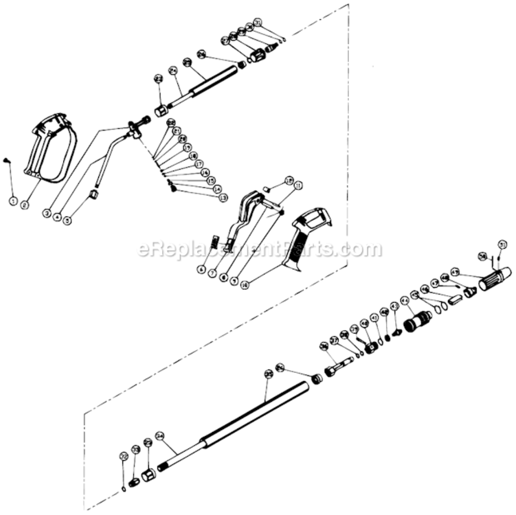 Gun And Wand Assembly Diagram and Parts List for CM-2800-0MVC  Mi-T-M Pressure Washer