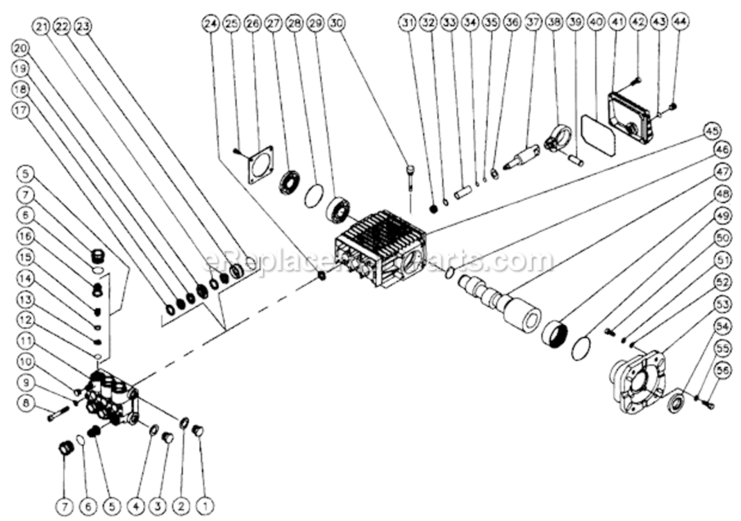 Pump Assembly Diagram and Parts List for CM-2800-0MVC  Mi-T-M Pressure Washer