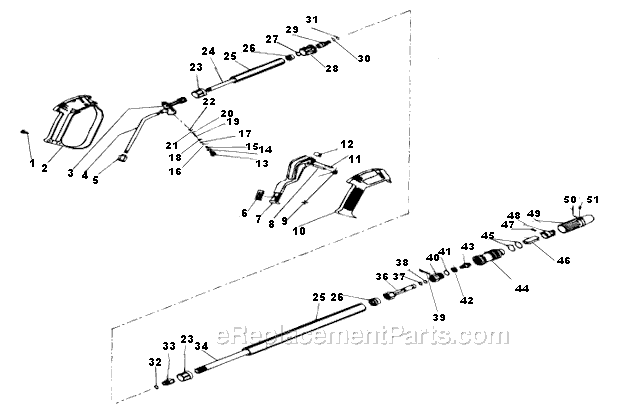 Gun And Wand Assembly Diagram and Parts List for CM-2804-0MHC  Mi-T-M Pressure Washer
