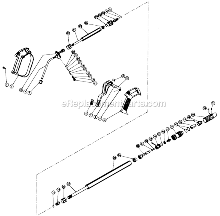 Gun And Wand Assembly Diagram and Parts List for CM-3304-0MHC  Mi-T-M Pressure Washer