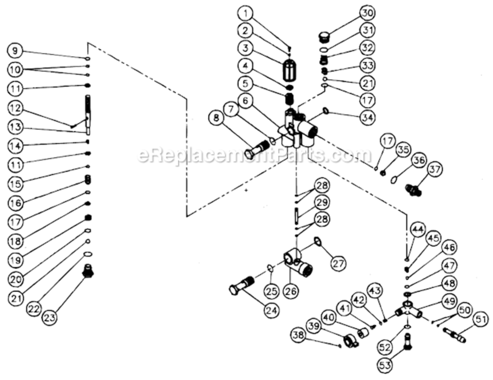 Unloader Assembly Diagram and Parts List for CM-3304-0MHC  Mi-T-M Pressure Washer