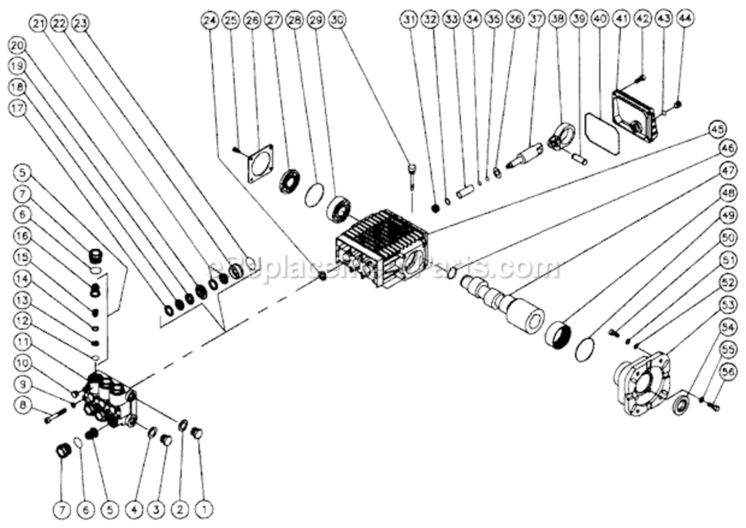 Pump Assembly Diagram and Parts List for CM-3304-0MHC  Mi-T-M Pressure Washer
