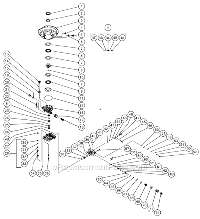 Pump Assembly Diagram and Parts List for CV-2000-1JBC  Mi-T-M Pressure Washer