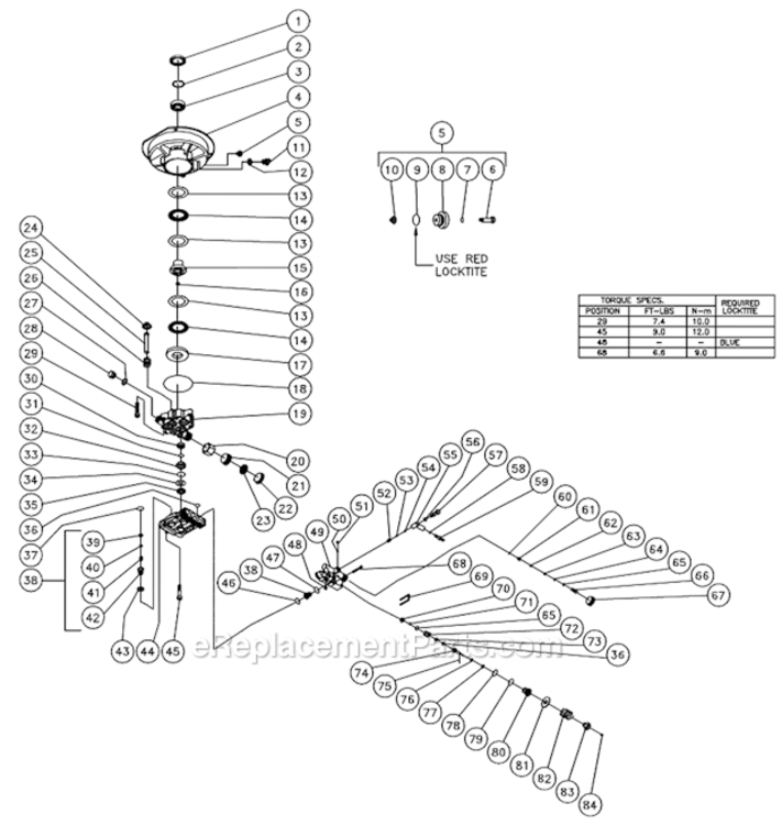 Pump Assembly Diagram and Parts List for CV-2000-2MBC  Mi-T-M Pressure Washer