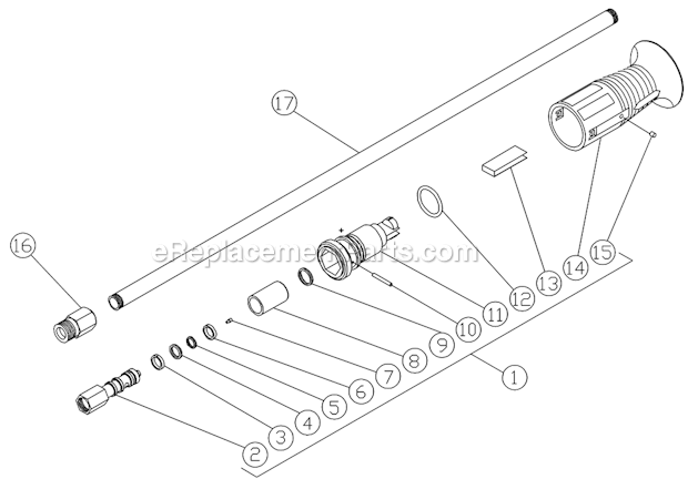 Lance Assembly Diagram and Parts List for CV-2100-0MBC S/N 10026779-10217672 Mi-T-M Pressure Washer