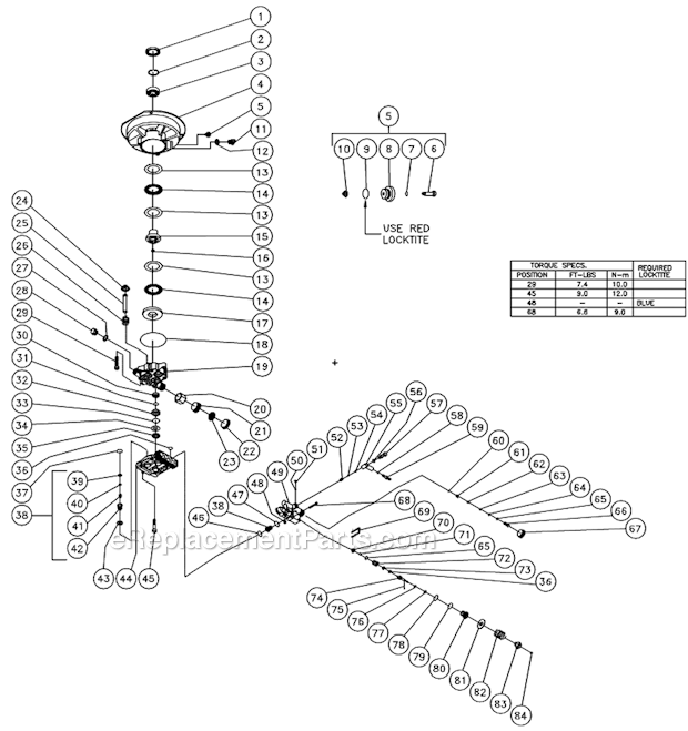 Pump Assembly Diagram and Parts List for CV-2100-0MBC S/N 10026779-10217672 Mi-T-M Pressure Washer