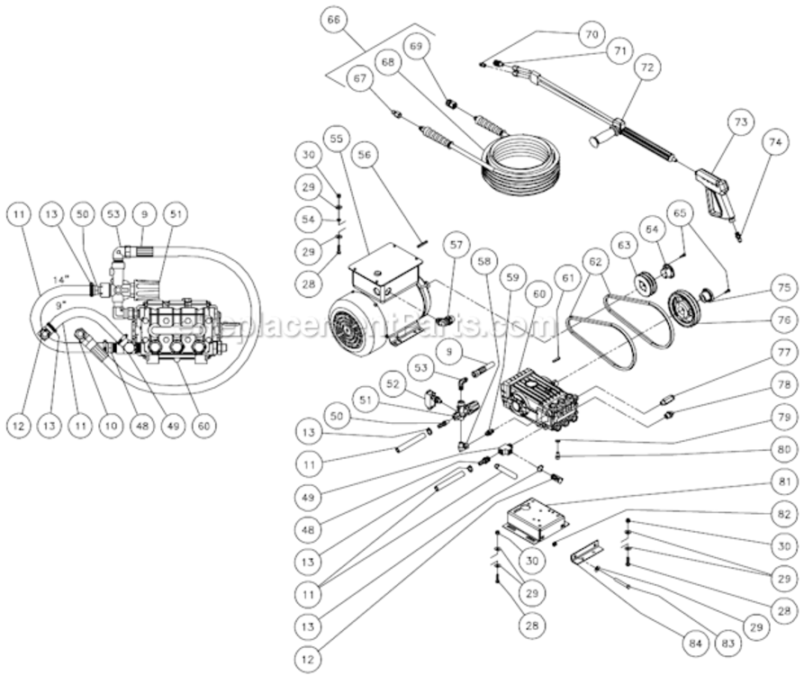 Page H Diagram and Parts List for CW-2004-SME1  Mi-T-M Pressure Washer