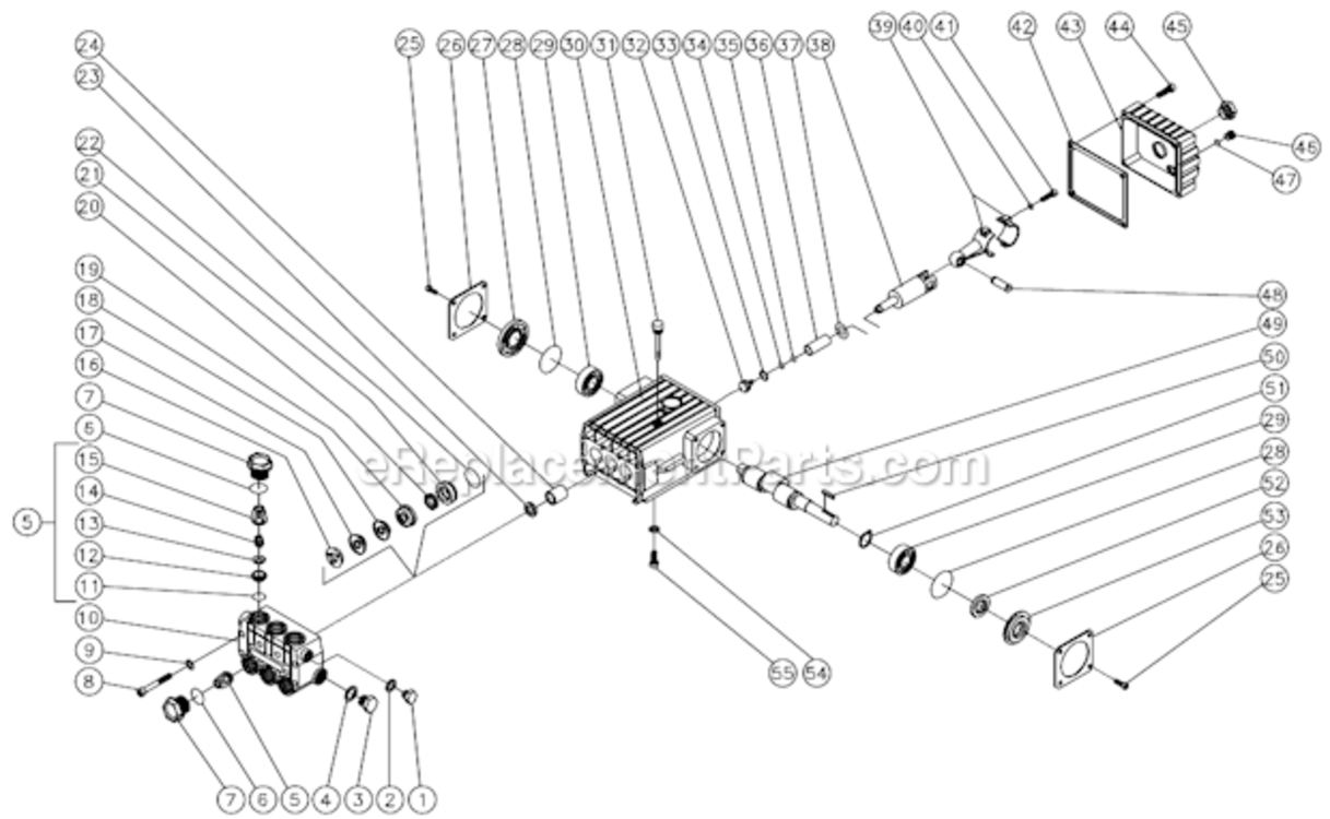Pump Assembly Diagram and Parts List for CW-2008-0MGV  Mi-T-M Pressure Washer
