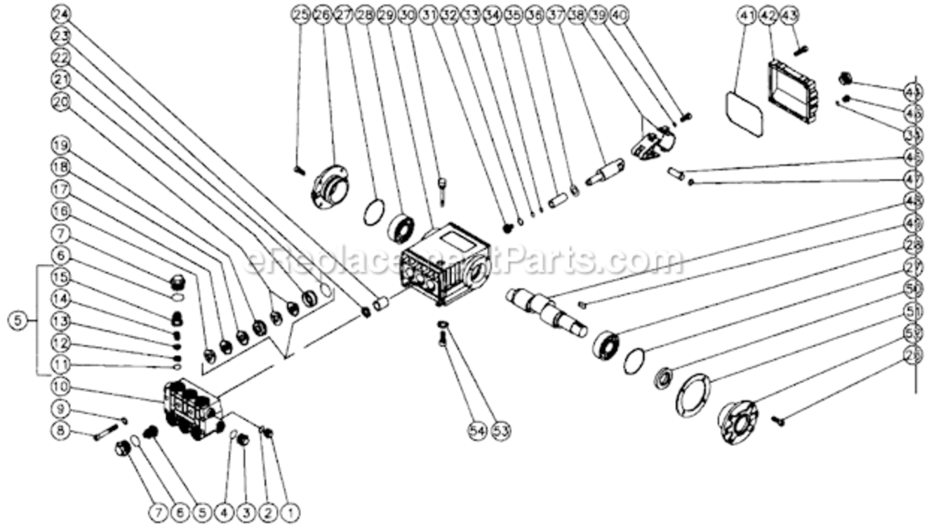 Pump Assembly Diagram and Parts List for CW-2405-0ME3  Mi-T-M Pressure Washer