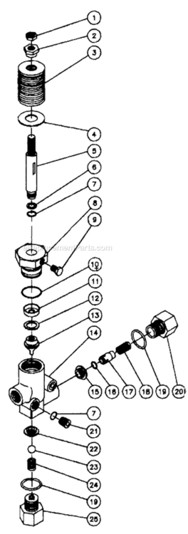 Unloader Assembly Diagram and Parts List for CW-2405-0ME3  Mi-T-M Pressure Washer