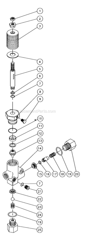 Unloader Assembly Diagram and Parts List for CW-2405-4ME1  Mi-T-M Pressure Washer