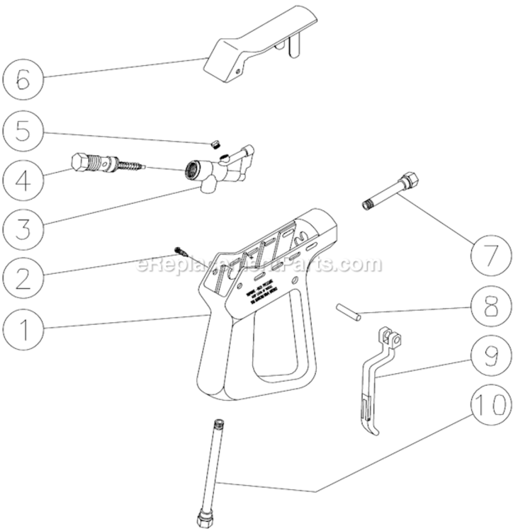 Gun Assembly Diagram and Parts List for CW-2504-1MVB  Mi-T-M Pressure Washer
