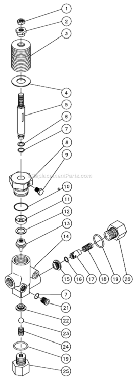 Unloader Assembly Diagram and Parts List for CW-2505-4MDY  Mi-T-M Pressure Washer