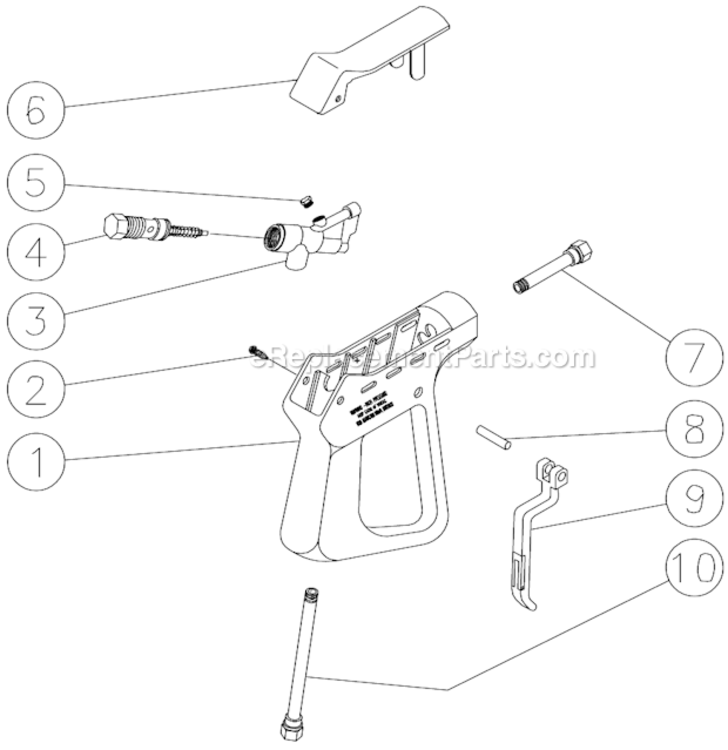 Gun Assembly Diagram and Parts List for CW-2505-4UGH  Mi-T-M Pressure Washer