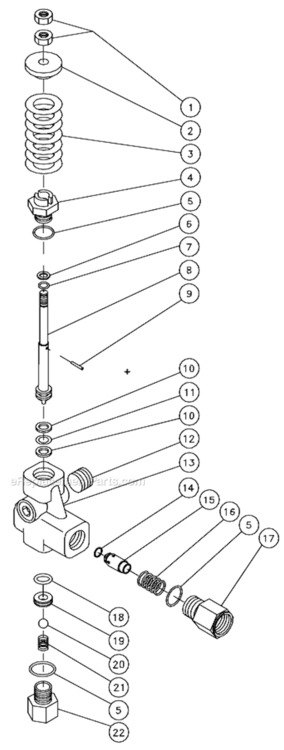 Unloader Assembly Diagram and Parts List for CW-2505-4UGH  Mi-T-M Pressure Washer