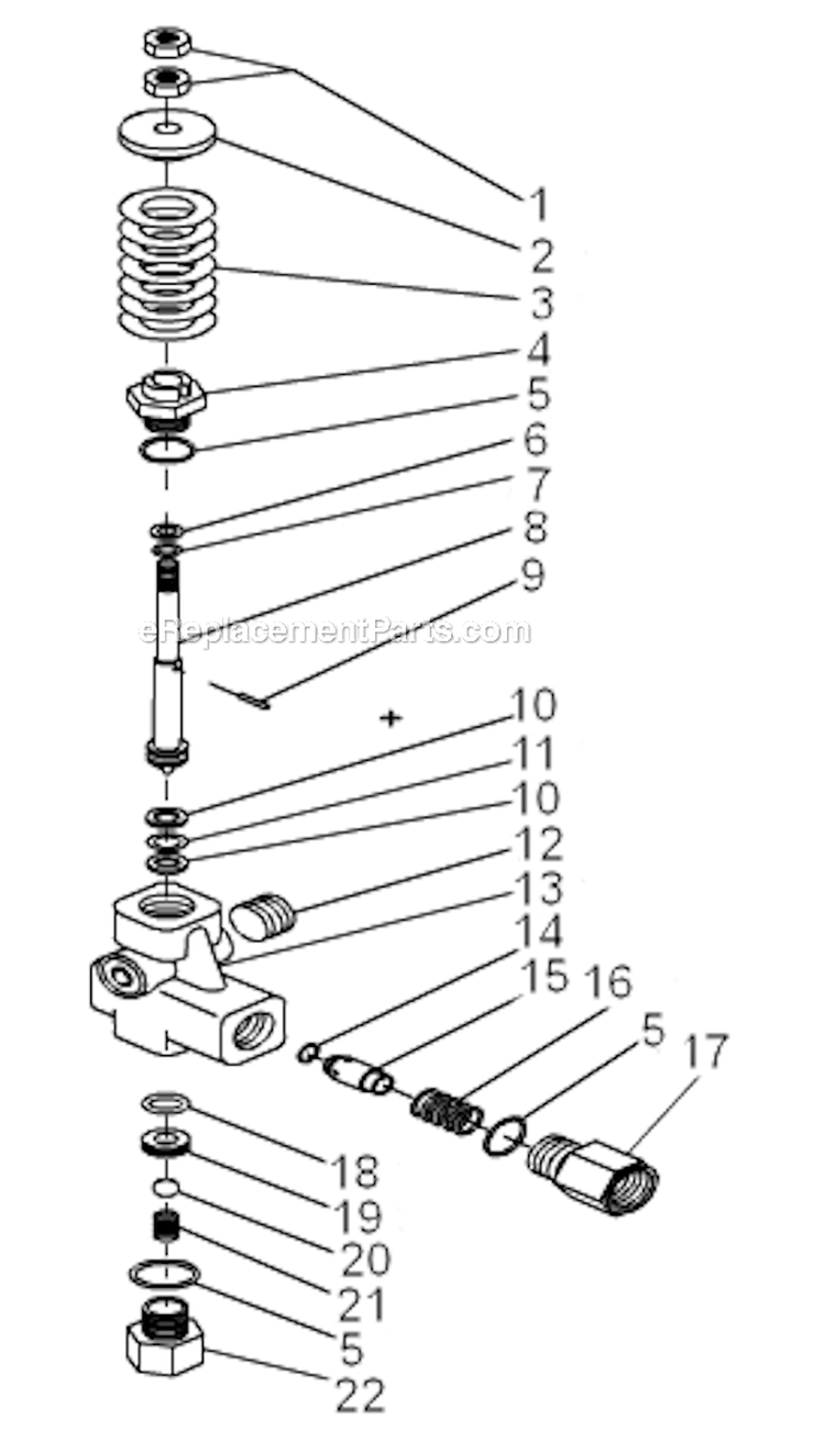 Gun Assembly Diagram and Parts List for CW-3504-4MGH After S/N 10070001 Mi-T-M Pressure Washer