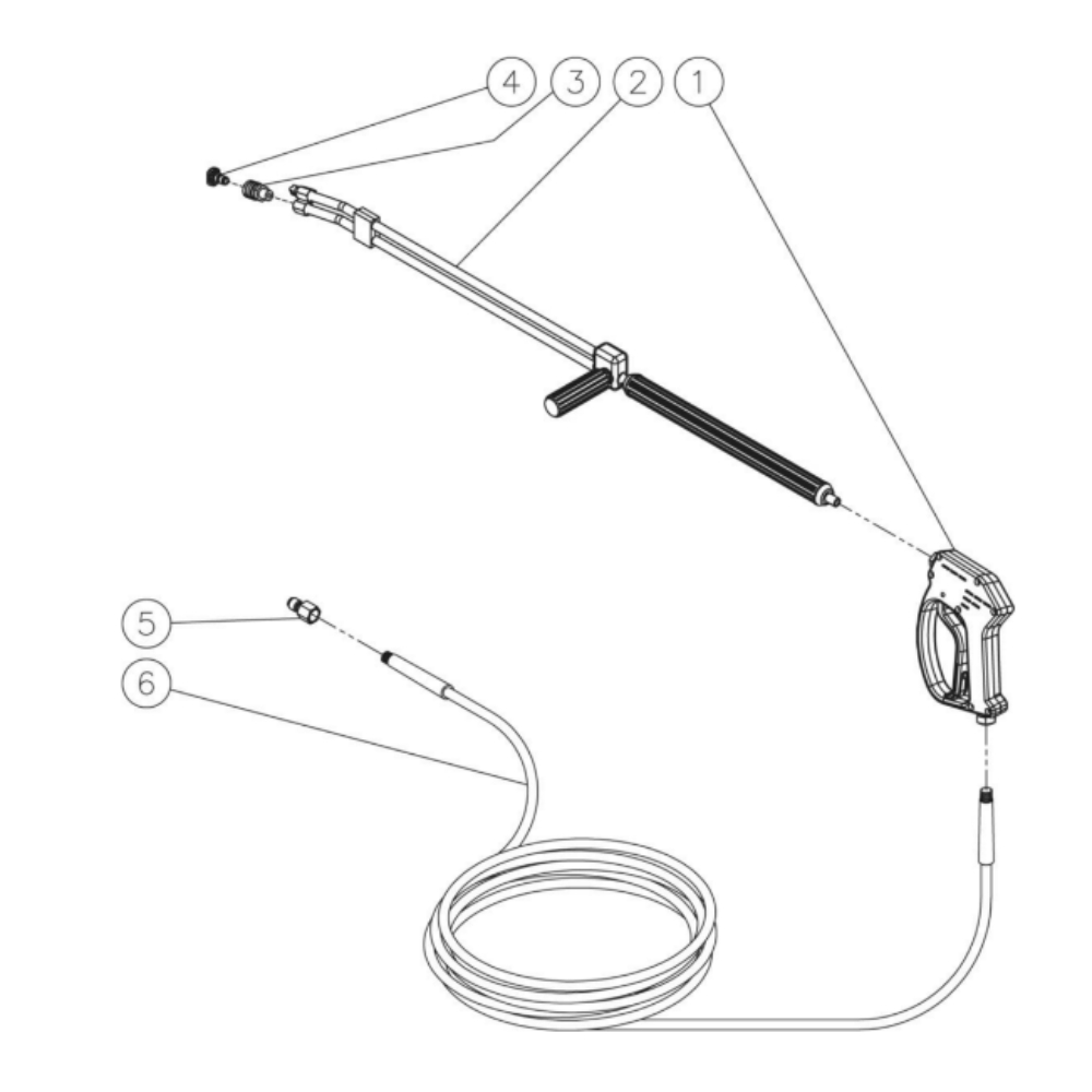 Gun/Wand/Hose Diagram and Parts List for HDS-3505-0V6A  Mi-T-M Pressure Washer