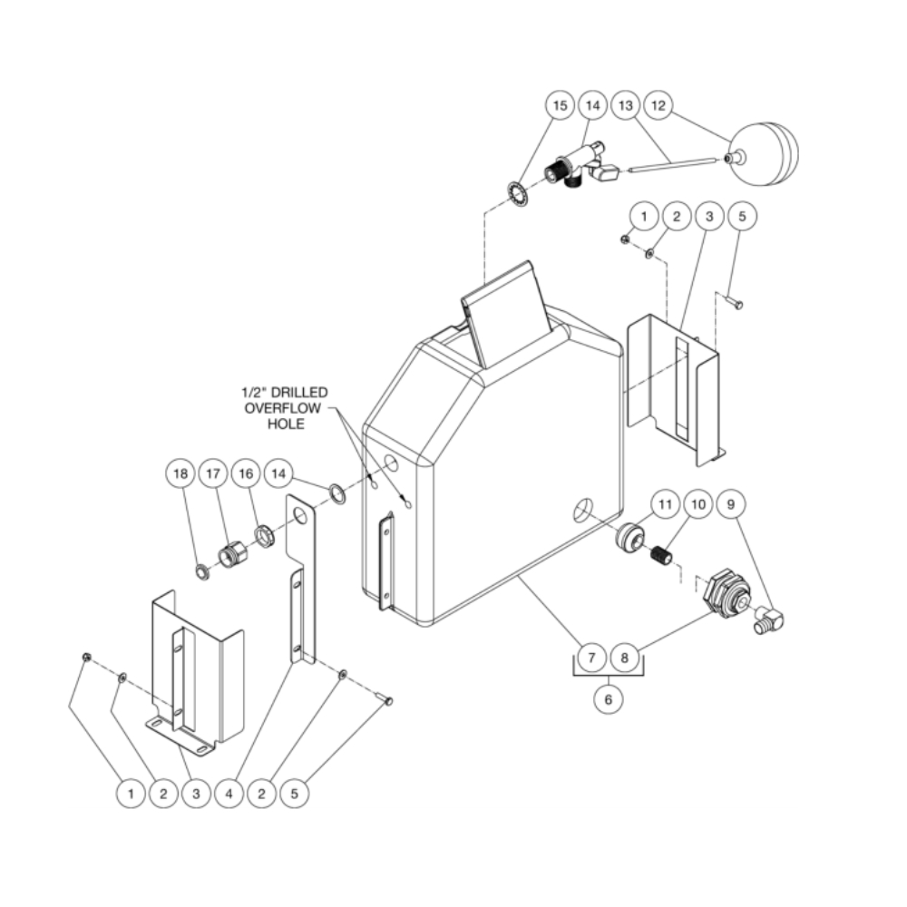 Float Tank Diagram and Parts List for HDS-4005-1K6G  Mi-T-M Pressure Washer