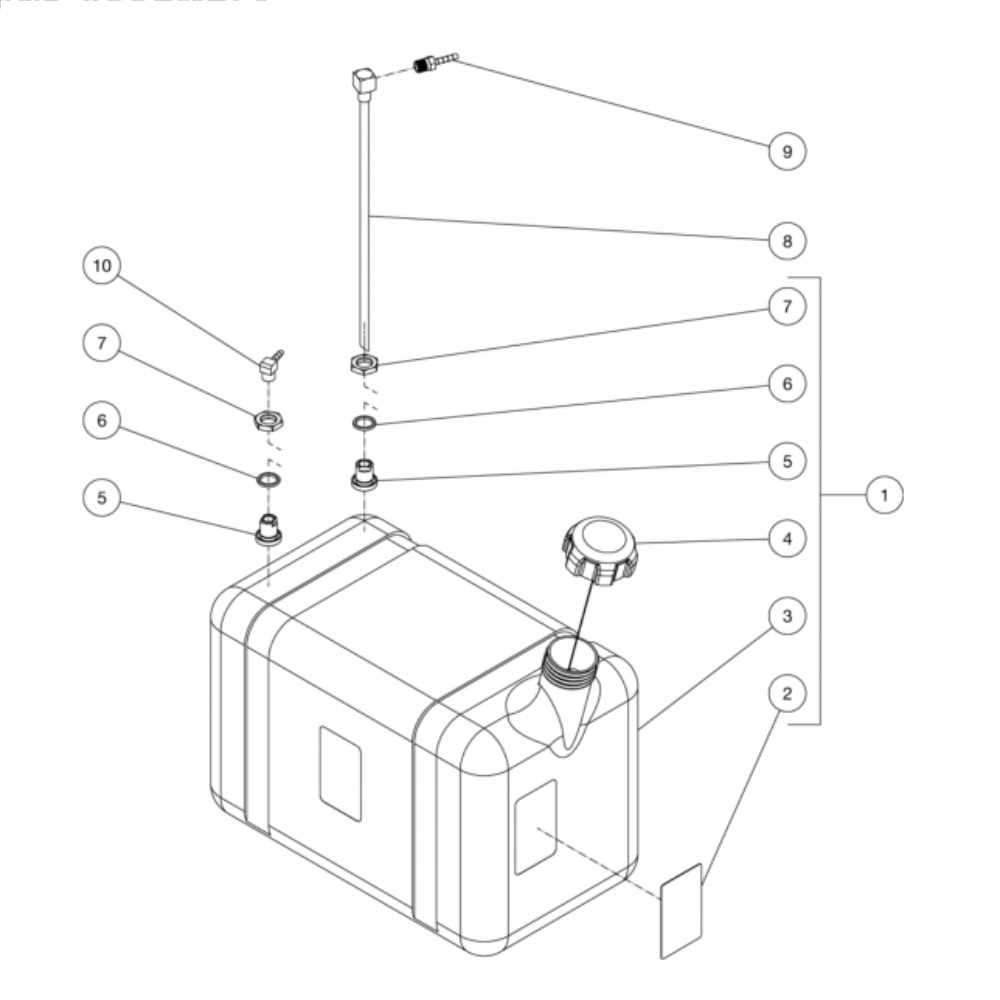 Gas Tank Diagram and Parts List for HS-3505-0MGH  Mi-T-M Pressure Washer