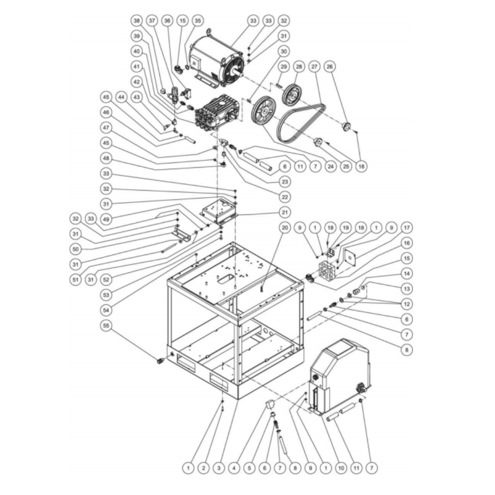Motor Base Diagram and Parts List for HG-3004-3230  Mi-T-M Pressure Washer