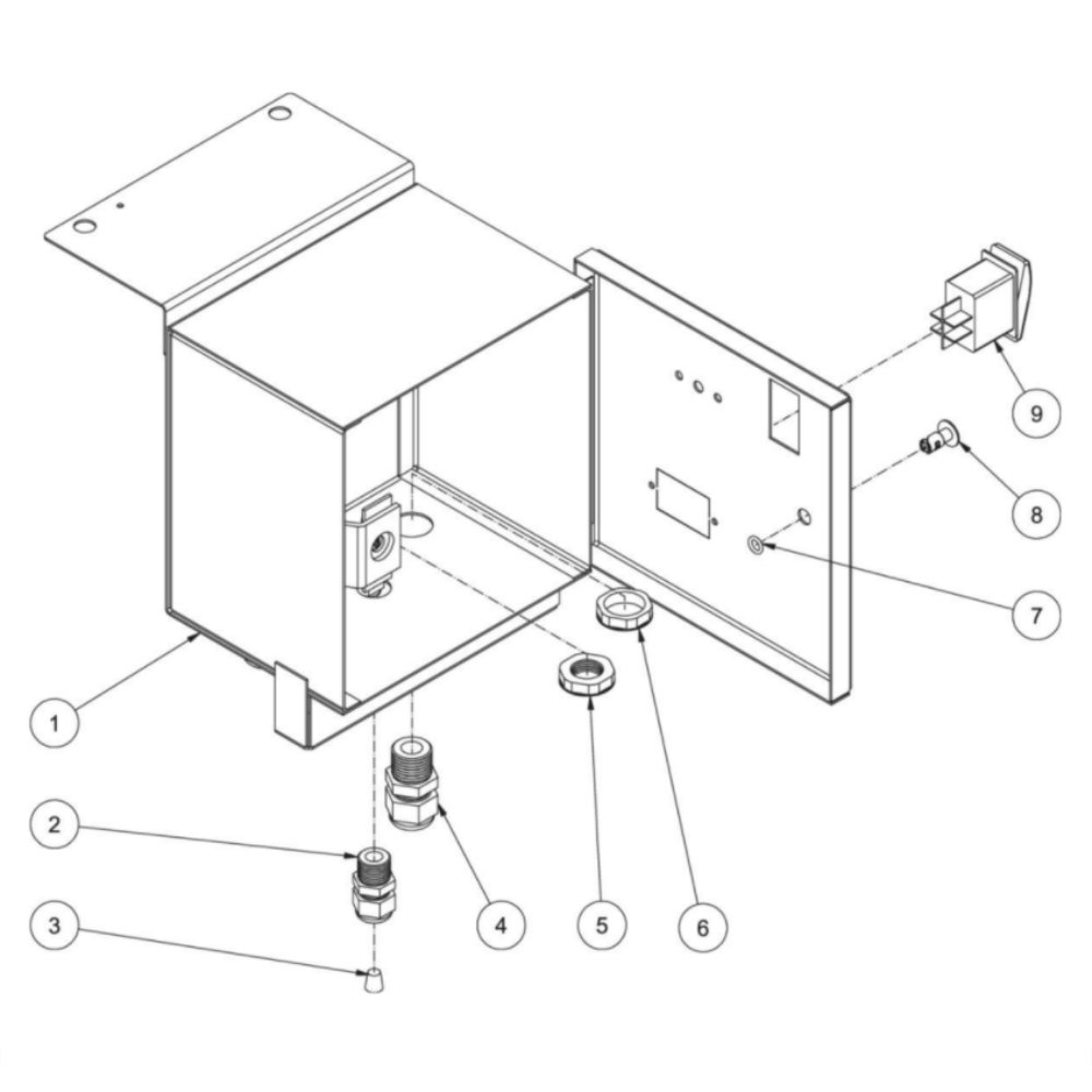 Electrical Box Diagram and Parts List for HVS-3006-0R7G  Mi-T-M Pressure Washer