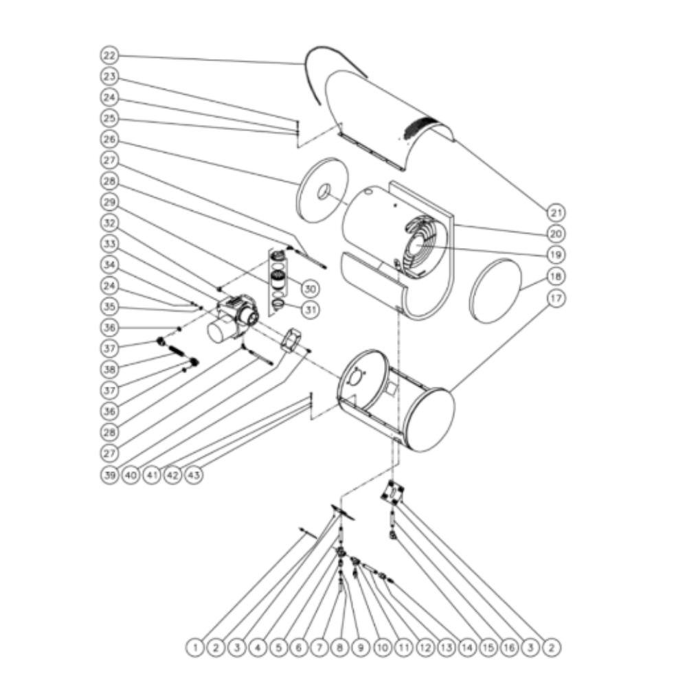 Heat Exchanger Diagram and Parts List for HHD-3004-0E5G  Mi-T-M Pressure Washer