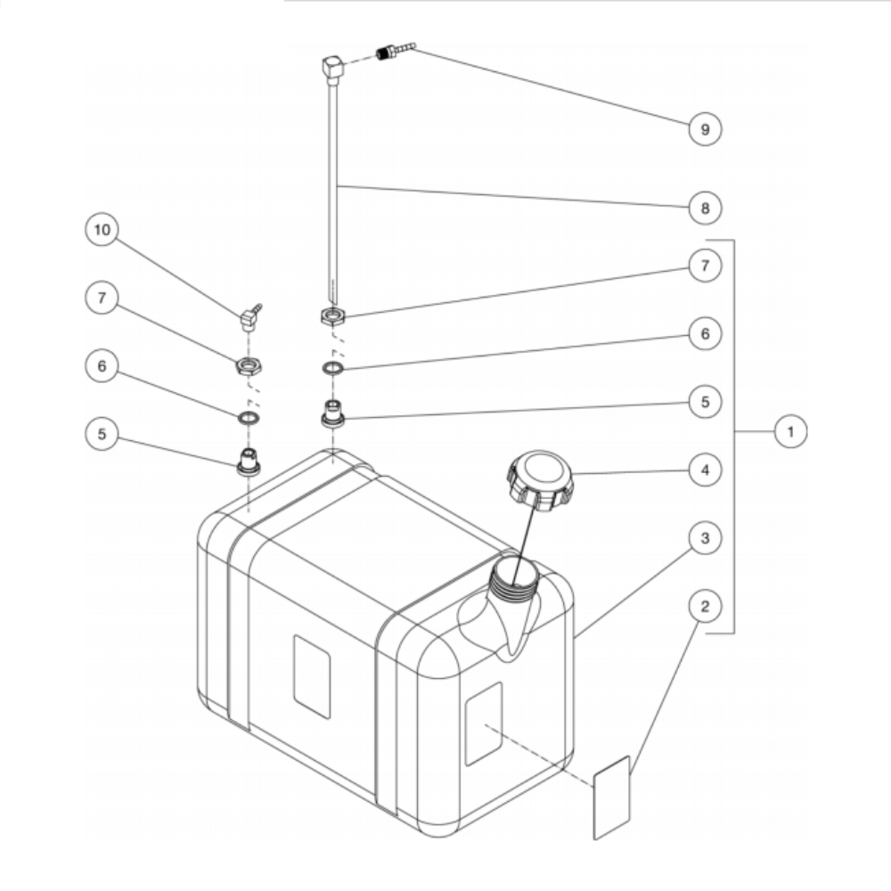 Gas Tank Diagram and Parts List for HS-3504-0MGV  Mi-T-M Pressure Washer