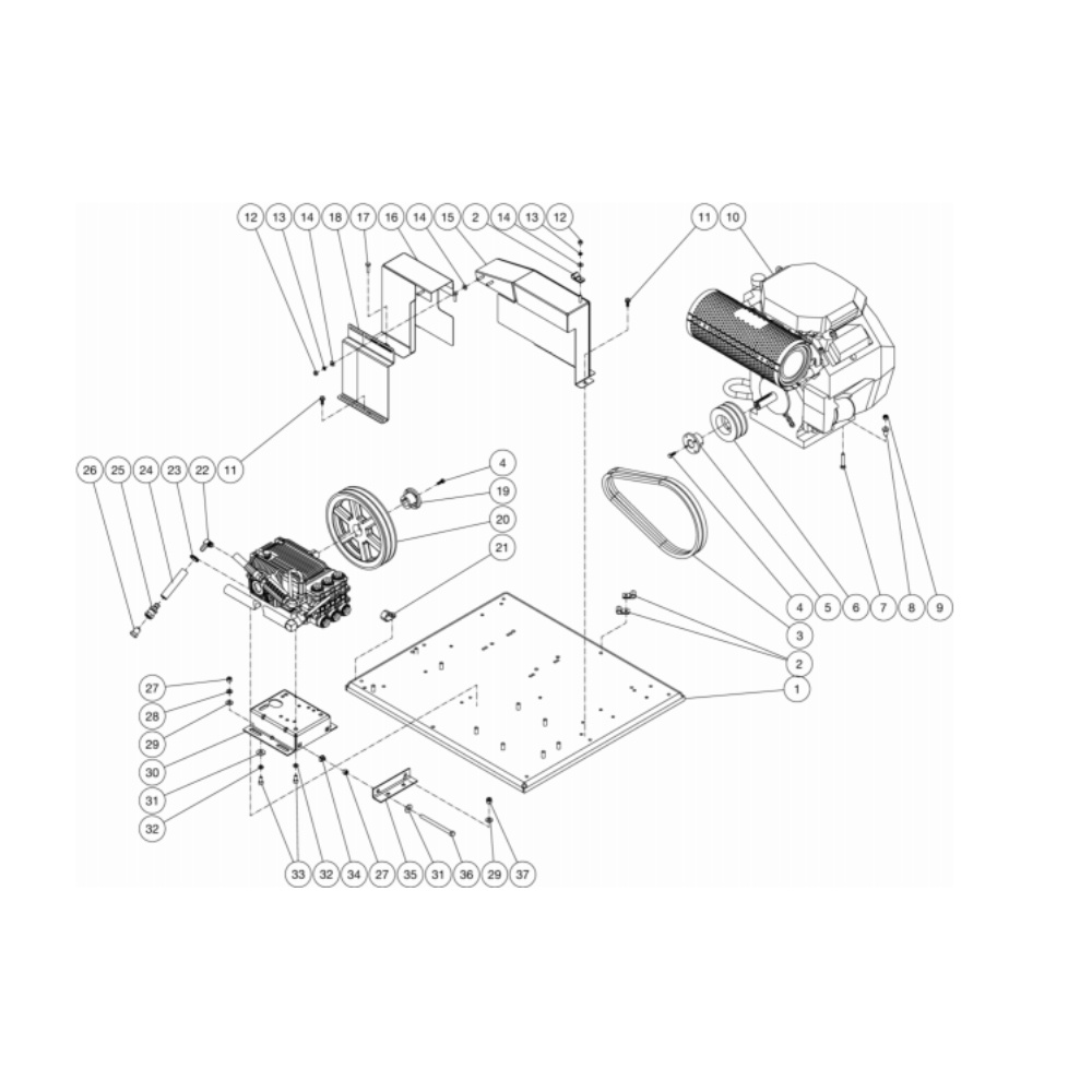 Isolation Plate Diagram and Parts List for HDC-3505-0H6G  Mi-T-M Pressure Washer