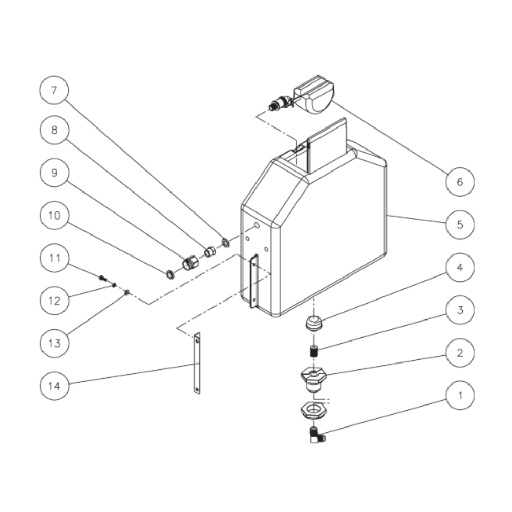 Float Tank Diagram and Parts List for HHD-3004-0E8G  Mi-T-M Pressure Washer