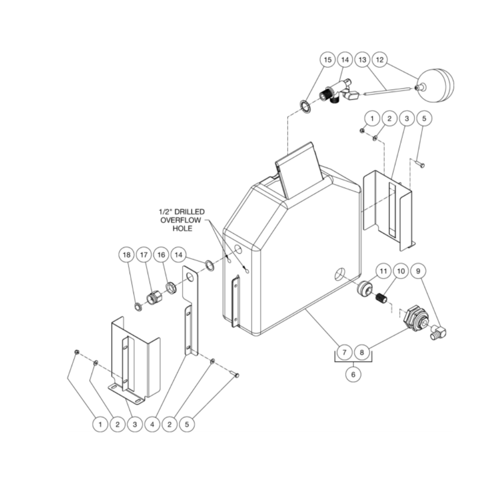 Float Tank Diagram and Parts List for HDC-4004-1H6A  Mi-T-M Pressure Washer