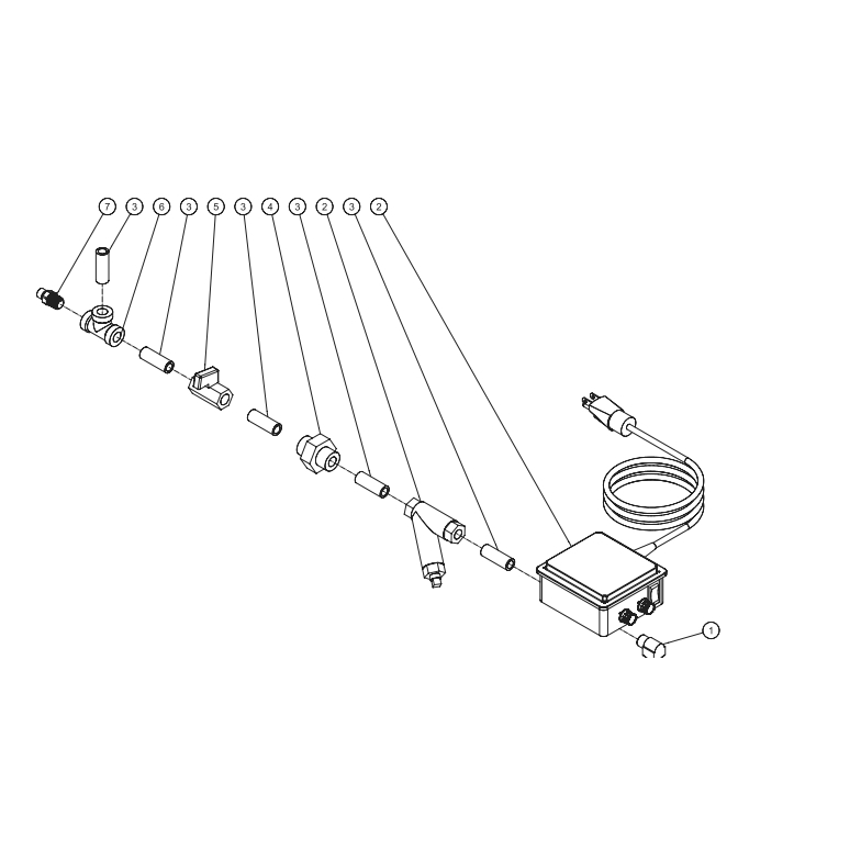 Electric Tank Drain Diagram and Parts List for ACS-46375-80HM  Mi-T-M Compressor
