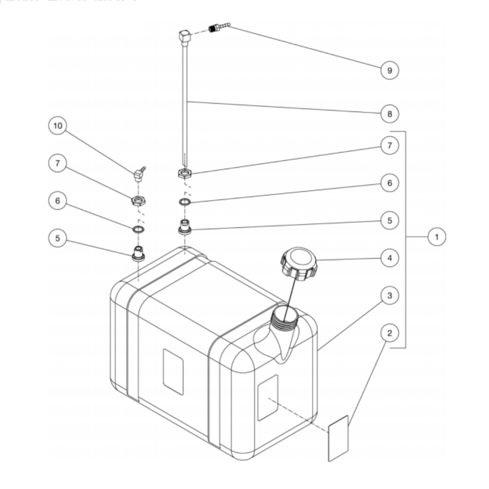 Gas Tank Diagram and Parts List for HDC-3505-1H6G  Mi-T-M Pressure Washer