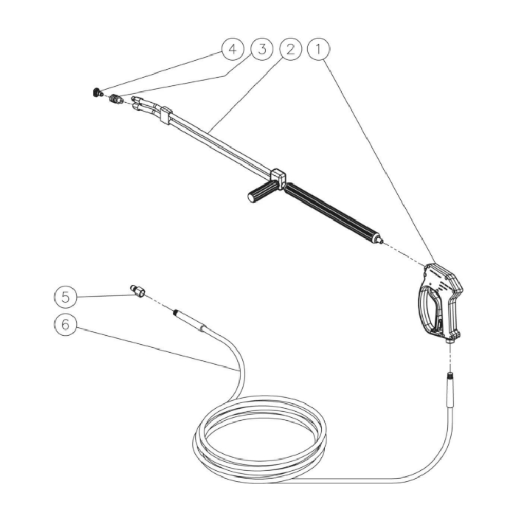 Gun/Wand/Hose Diagram and Parts List for HDS-3505-0V6G  Mi-T-M Pressure Washer