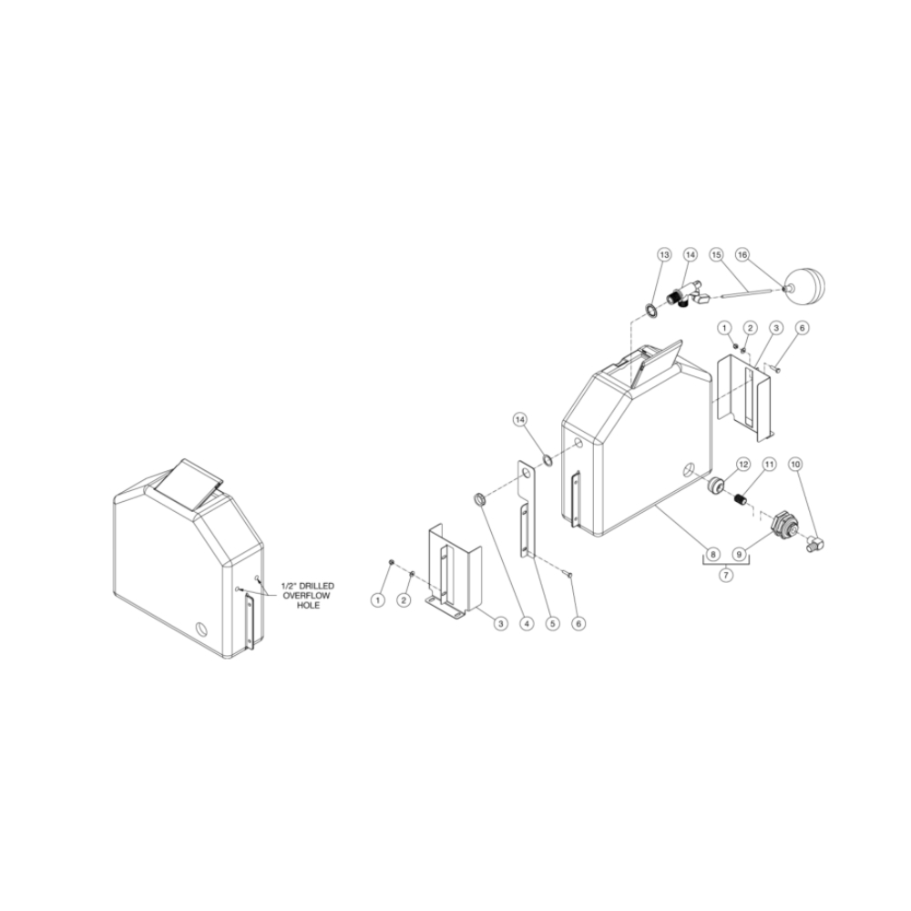 Float Tank Diagram and Parts List for HG-3004-3230  Mi-T-M Pressure Washer