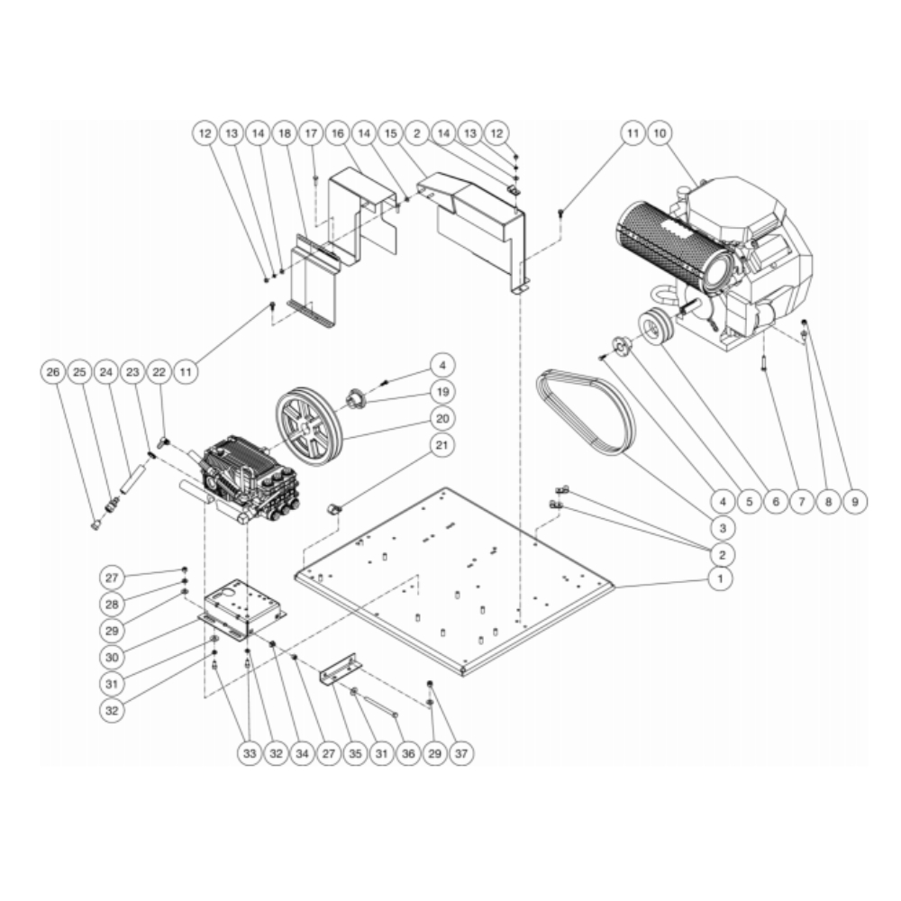 Isolation Plate Diagram and Parts List for HDC-4004-0K6A  Mi-T-M Pressure Washer